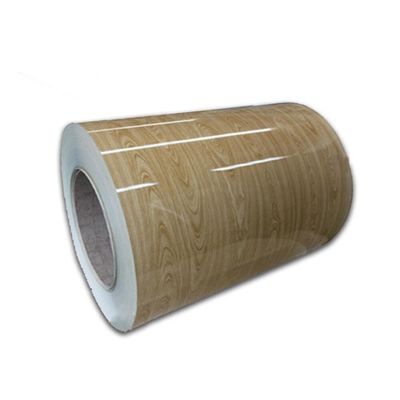 comprar 0.5x1000mm Cor Poliéster revestimento de madeira Grão bobina pintada Fabricação em linha